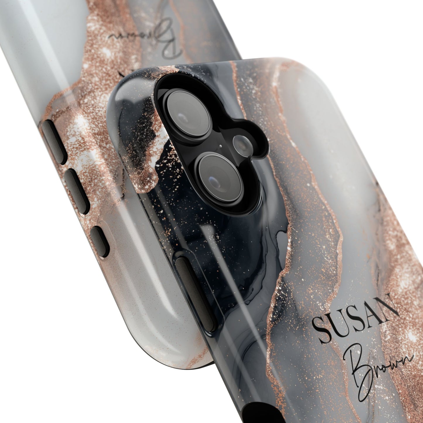 Personalisable Luxury RoseGold Marble Design iPhone Case