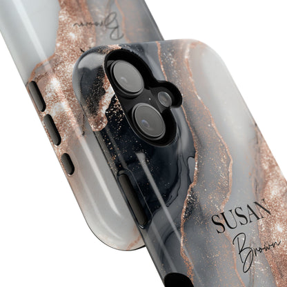 Personalisable Luxury RoseGold Marble Design iPhone Case