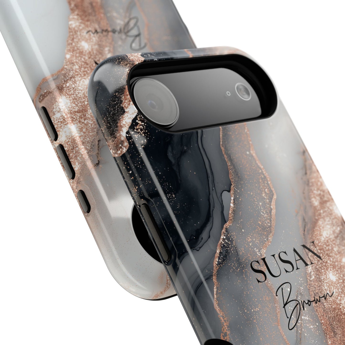 Personalisable Luxury RoseGold Marble Design iPhone Case