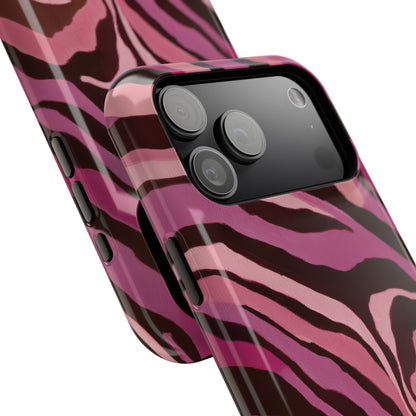 Personalisable Pink Zebra Print Design iPhone Case