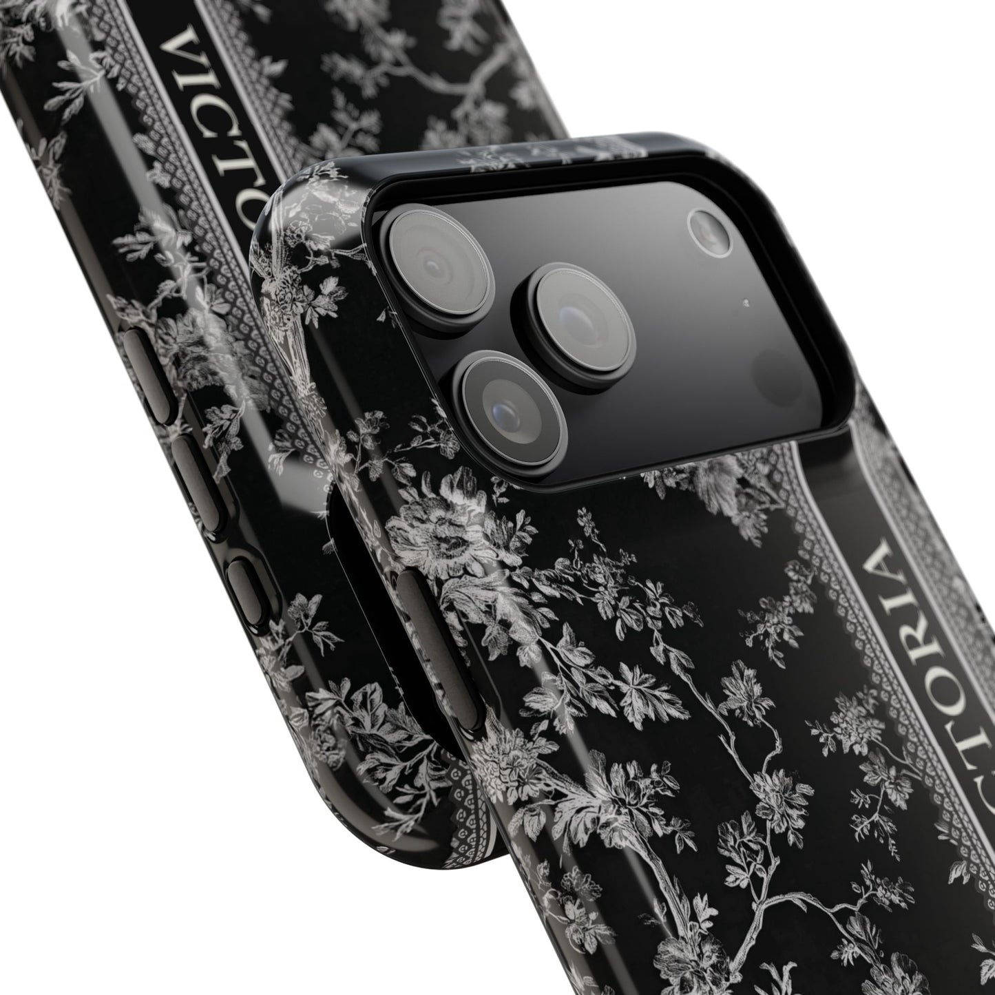 Personalisable Vintage Toile de Jouy Design (Black Edition) iPhone Case