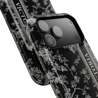Personalisable Vintage Toile de Jouy Design (Black Edition) iPhone Case
