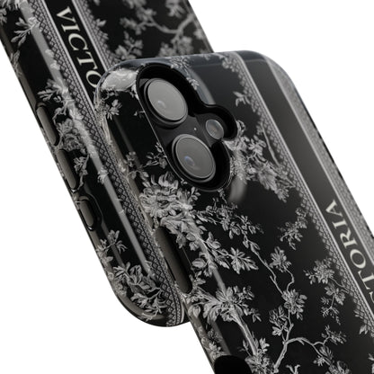 Personalisable Vintage Toile de Jouy Design (Black Edition) iPhone Case
