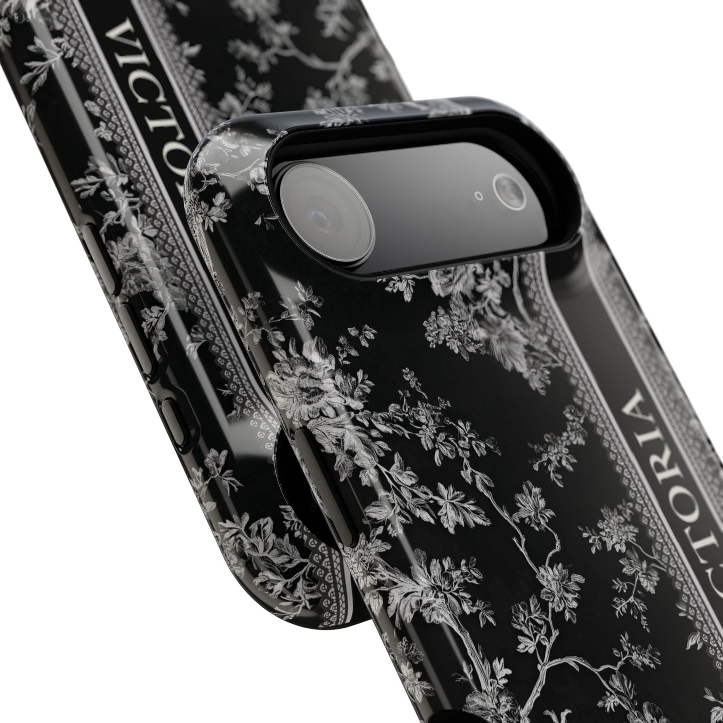 Personalisable Vintage Toile de Jouy Design (Black Edition) iPhone Case
