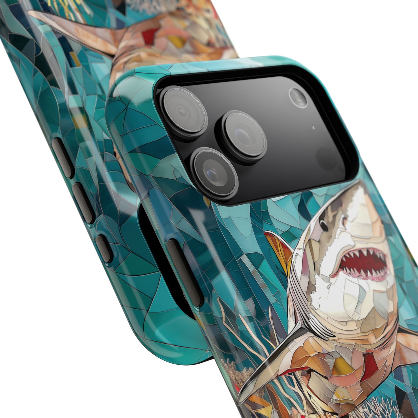 Great White Shark Stained Glass Design iPhone Case