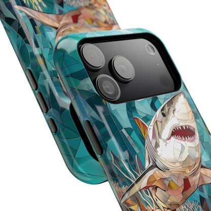 Great White Shark Stained Glass Design iPhone Case