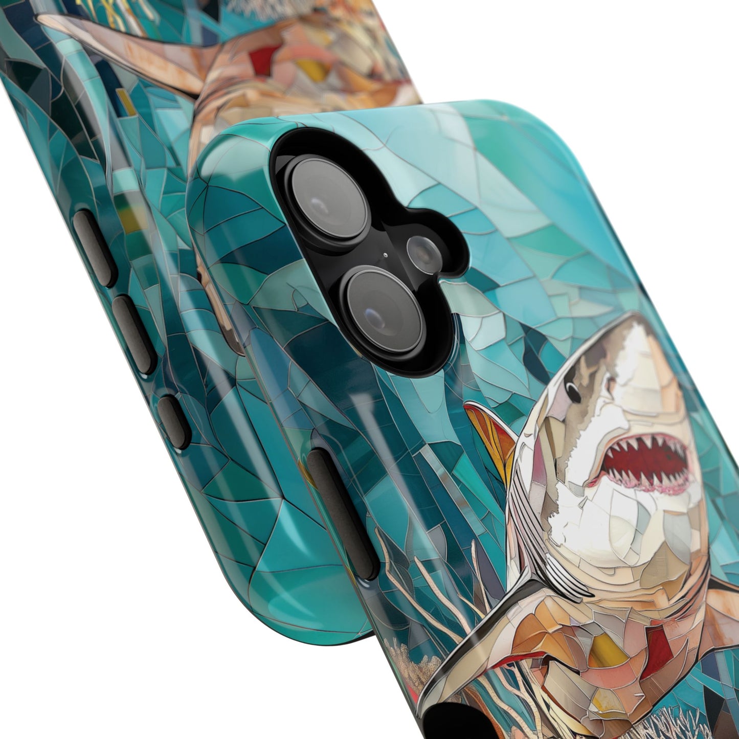 Great White Shark Stained Glass Design iPhone Case