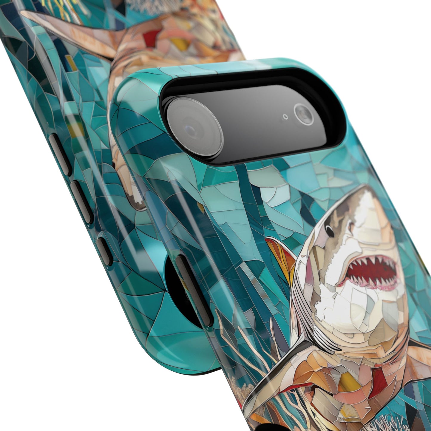 Great White Shark Stained Glass Design iPhone Case