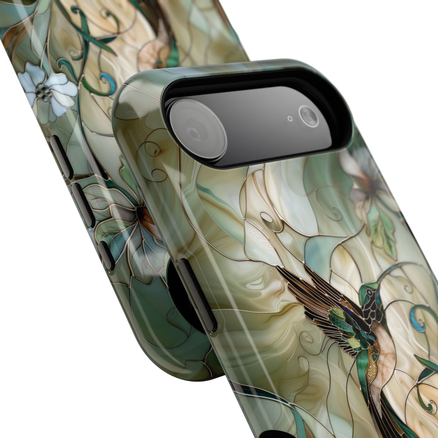 Hummingbird & Flower Stained Glass Design iPhone Case