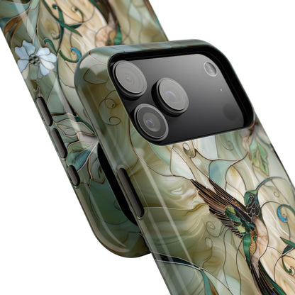 Hummingbird & Flower Stained Glass Design iPhone Case