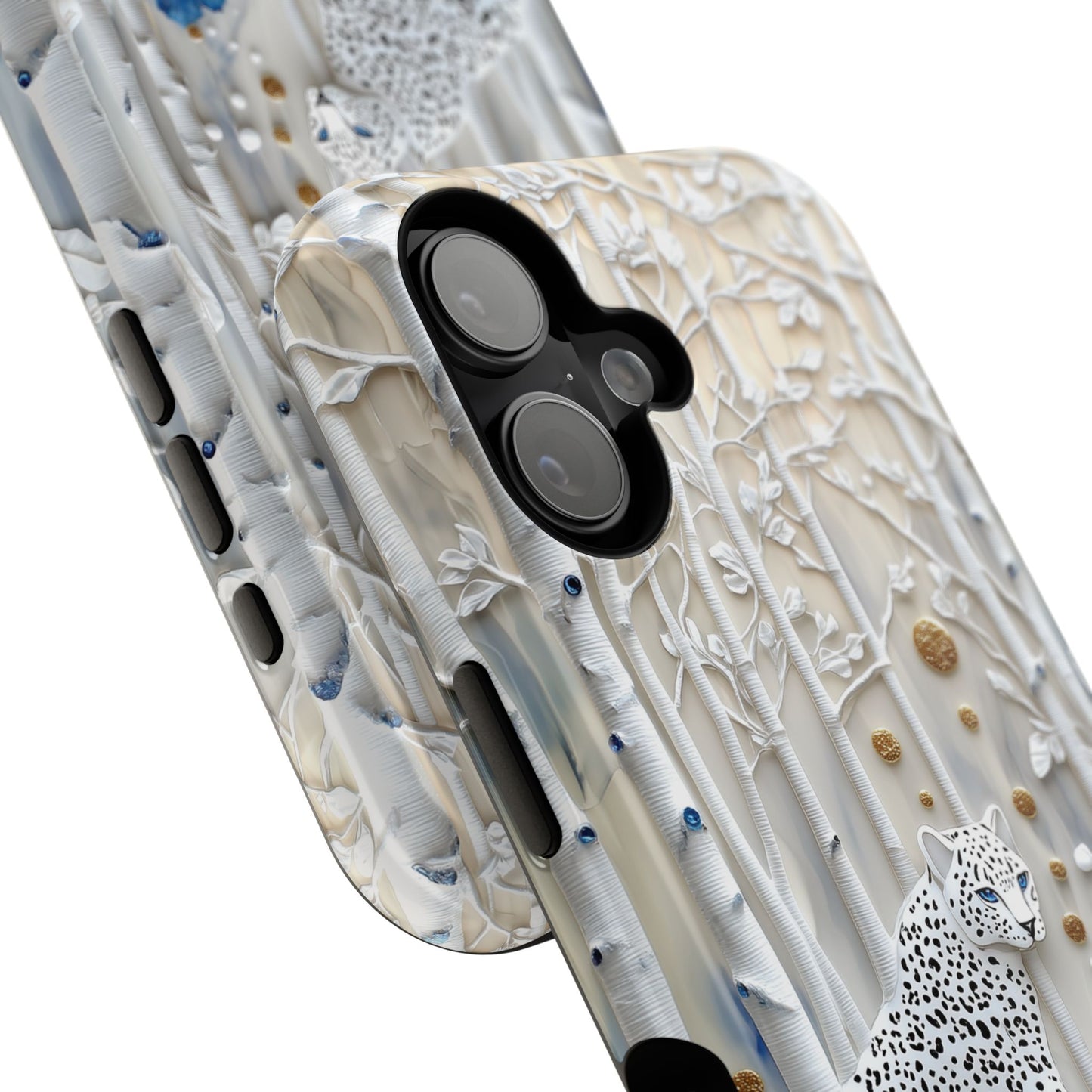 Snow Leopard in Winter Forest Design 2 iPhone Case