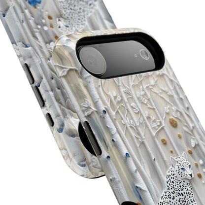 Snow Leopard in Winter Forest Design 2 iPhone Case