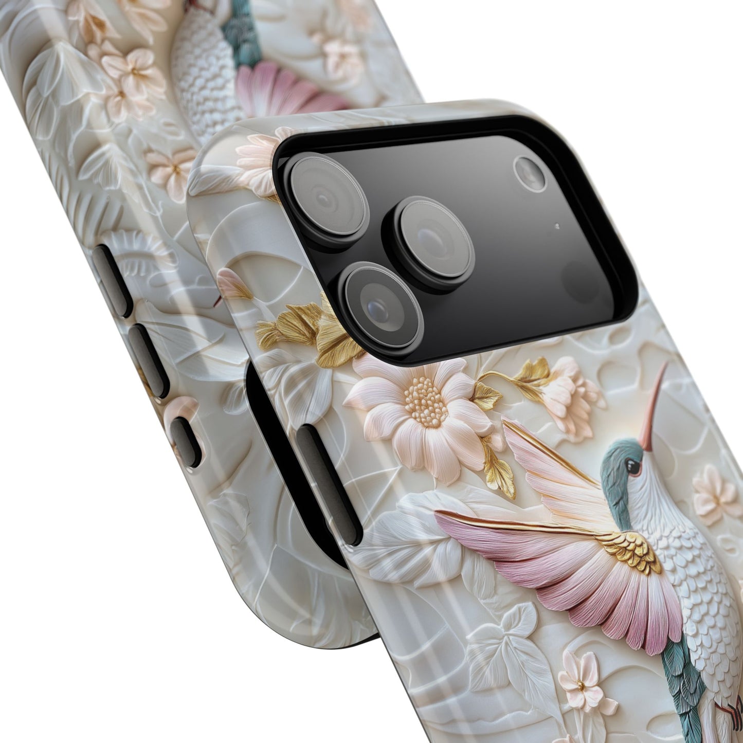 Delicate Hummingbird Floral Art Design iPhone Case