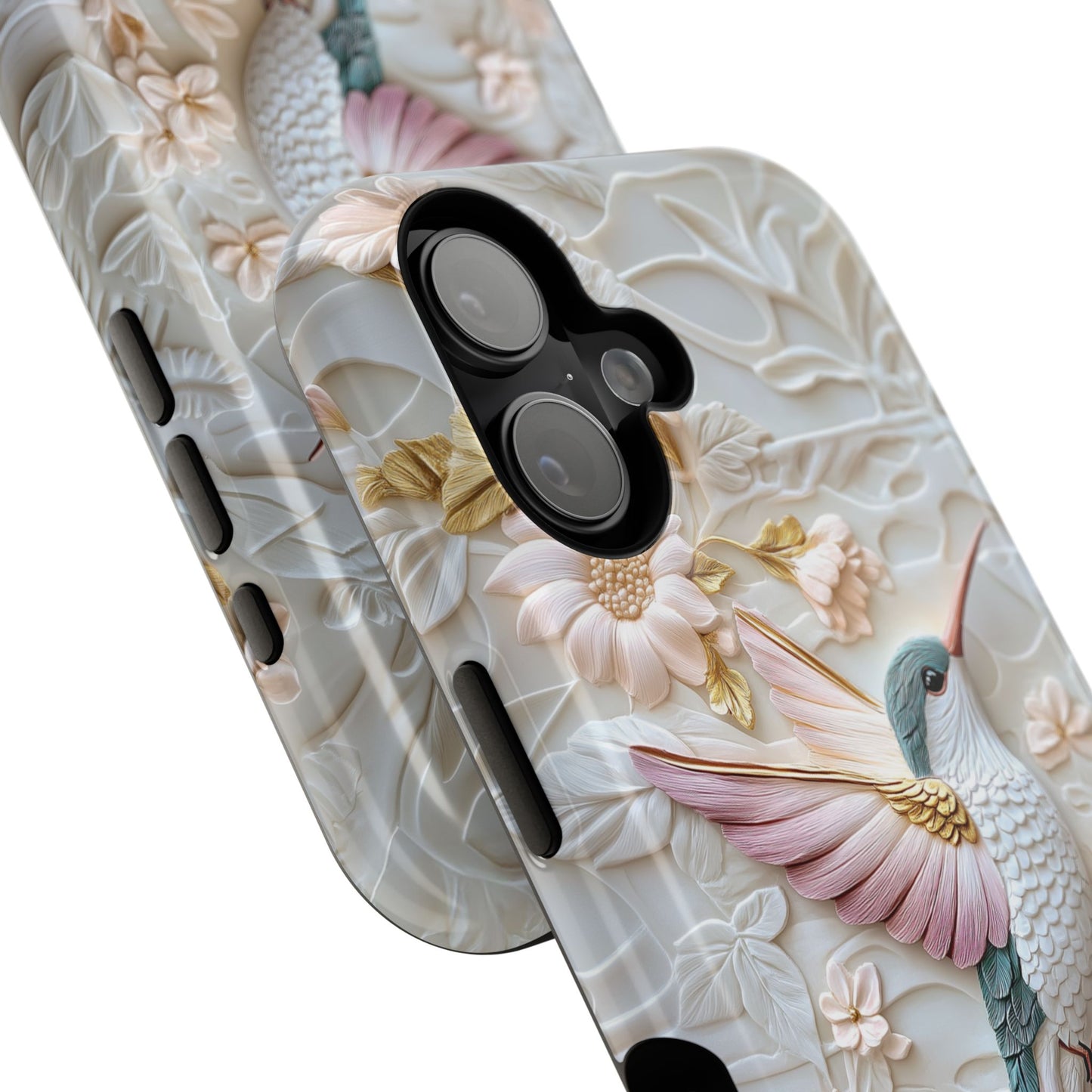 Delicate Hummingbird Floral Art Design iPhone Case