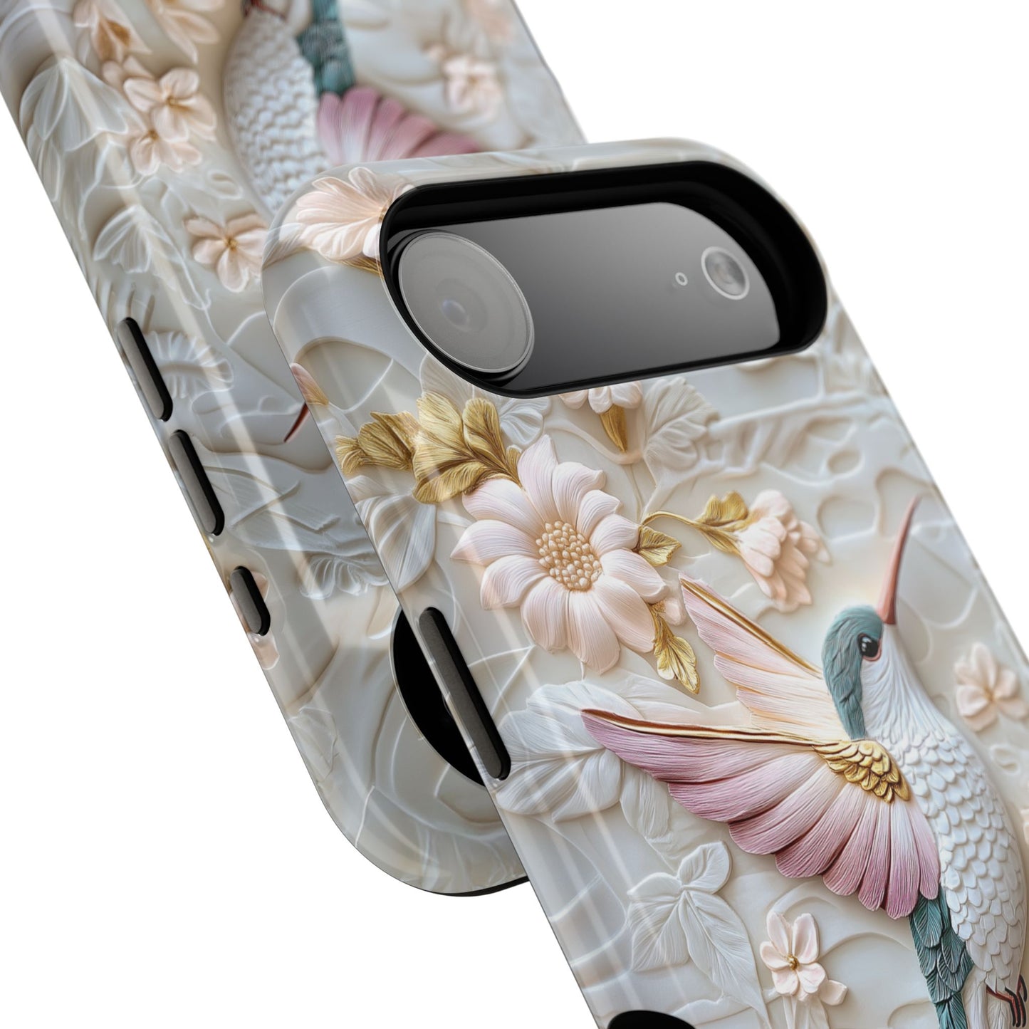 Delicate Hummingbird Floral Art Design iPhone Case