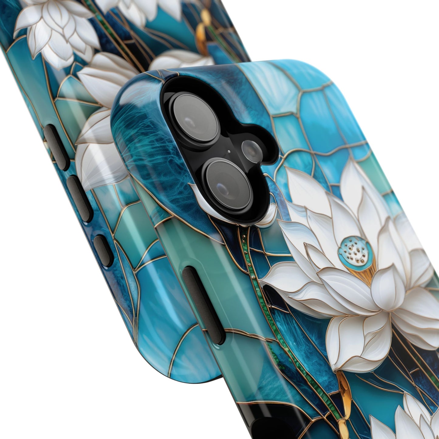 White Lotus Stained Glass Design 2 Print iPhone Case
