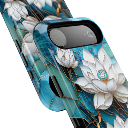 White Lotus Stained Glass Design 2 Print iPhone Case
