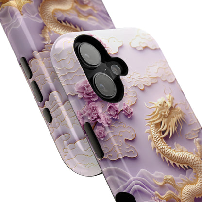 3D Effect Dragon & Floral Asian Art Design iPhone Case