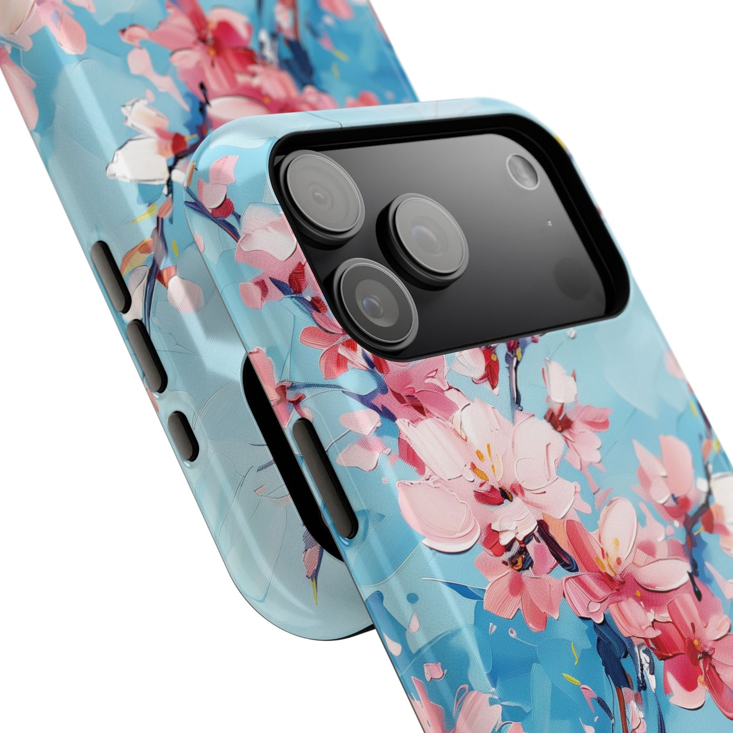 Blue Sky Cherry Blossom Oil Painting Design iPhone Case