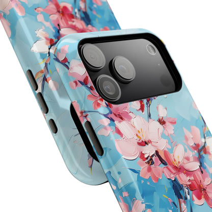 Blue Sky Cherry Blossom Oil Painting Design iPhone Case