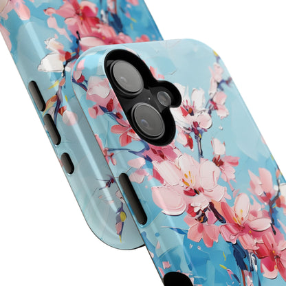 Blue Sky Cherry Blossom Oil Painting Design iPhone Case