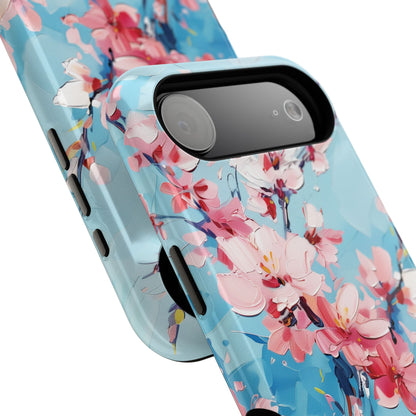 Blue Sky Cherry Blossom Oil Painting Design iPhone Case