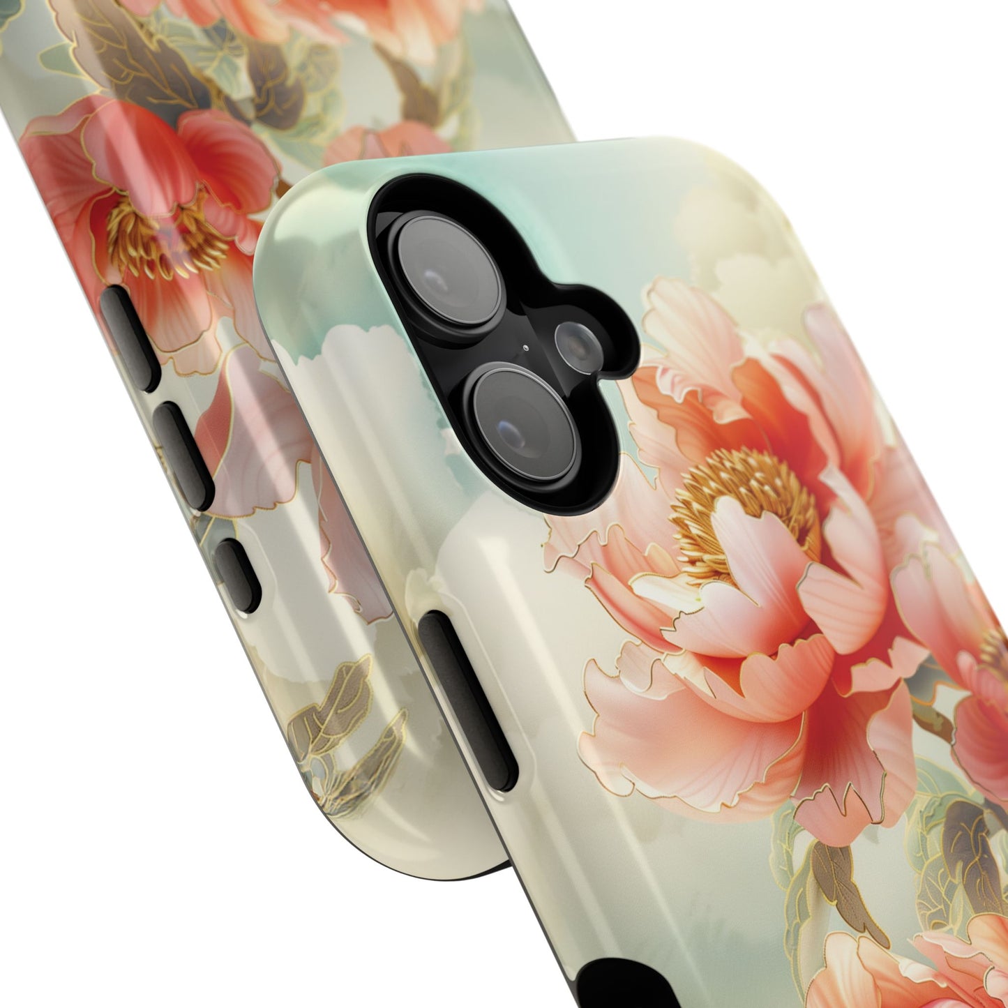 Peony Flowers Japanese Art Design iPhone Case