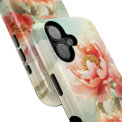 Peony Flowers Japanese Art Design iPhone Case