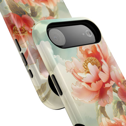 Peony Flowers Japanese Art Design iPhone Case