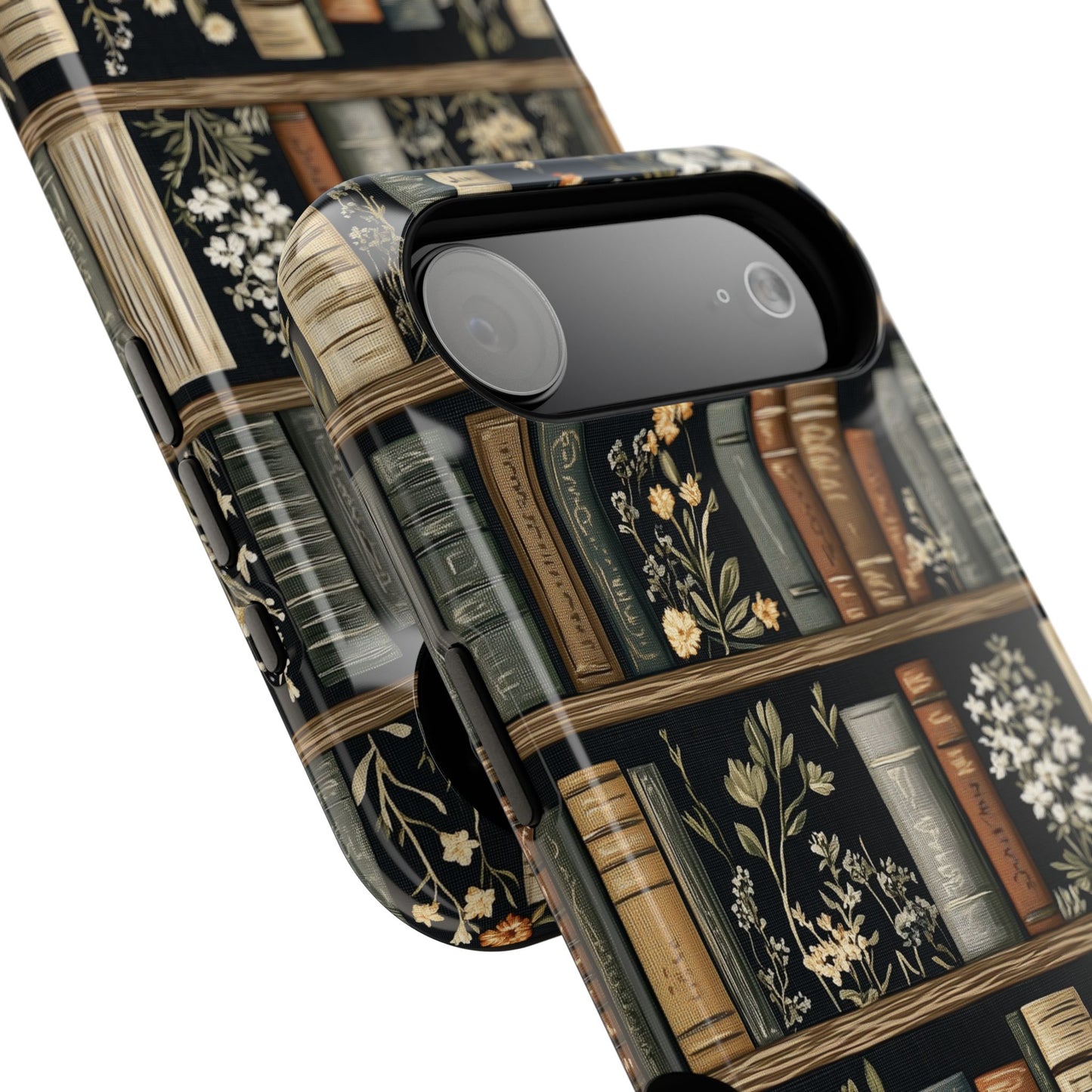 Vintage Cottagecore Floral Bookshelf Design iPhone Case