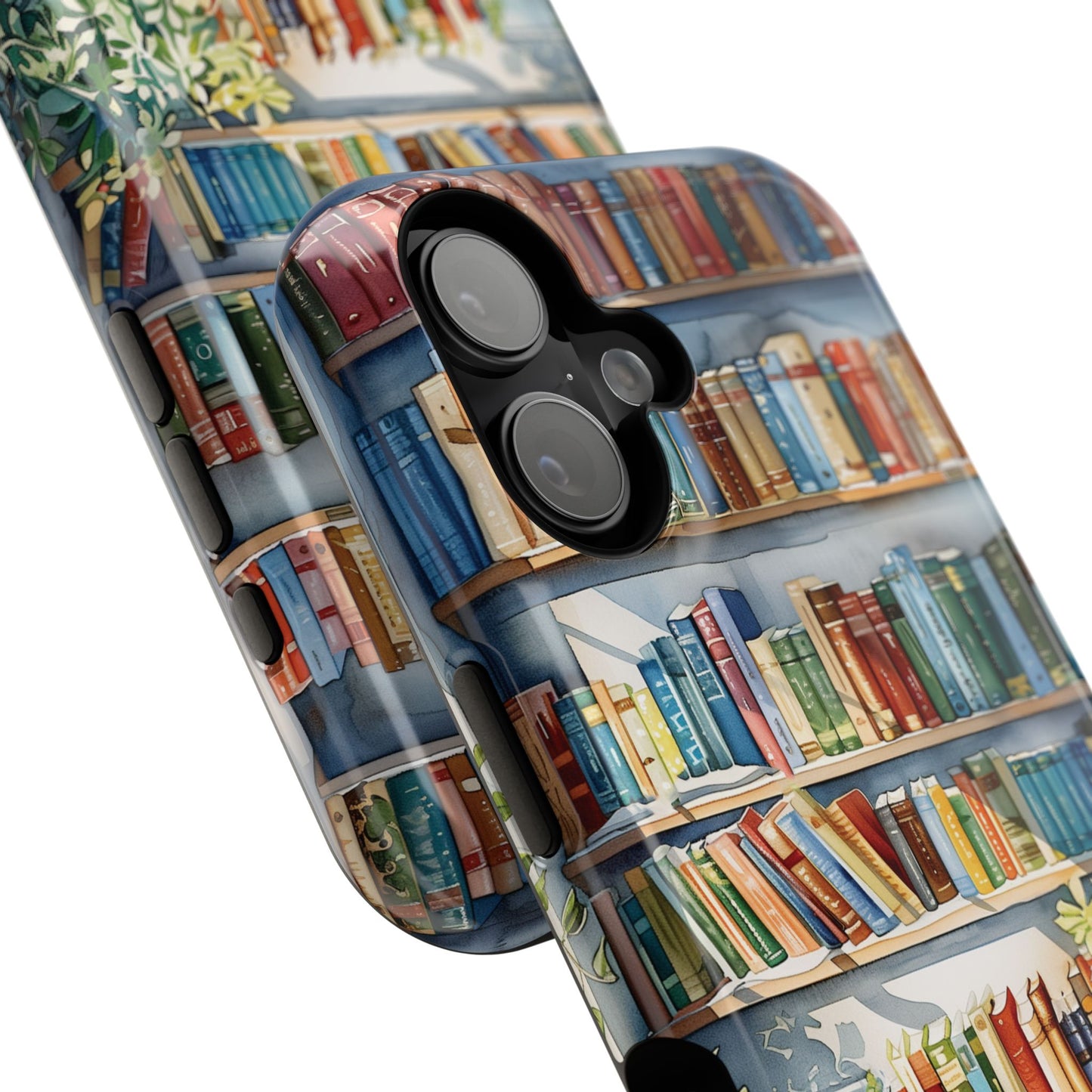 Artistic Watercolour Bookshelf Design iPhone Case