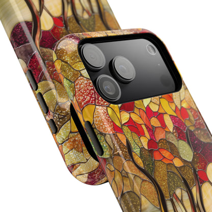 Autumn Forest Stained Glass Design iPhone Case