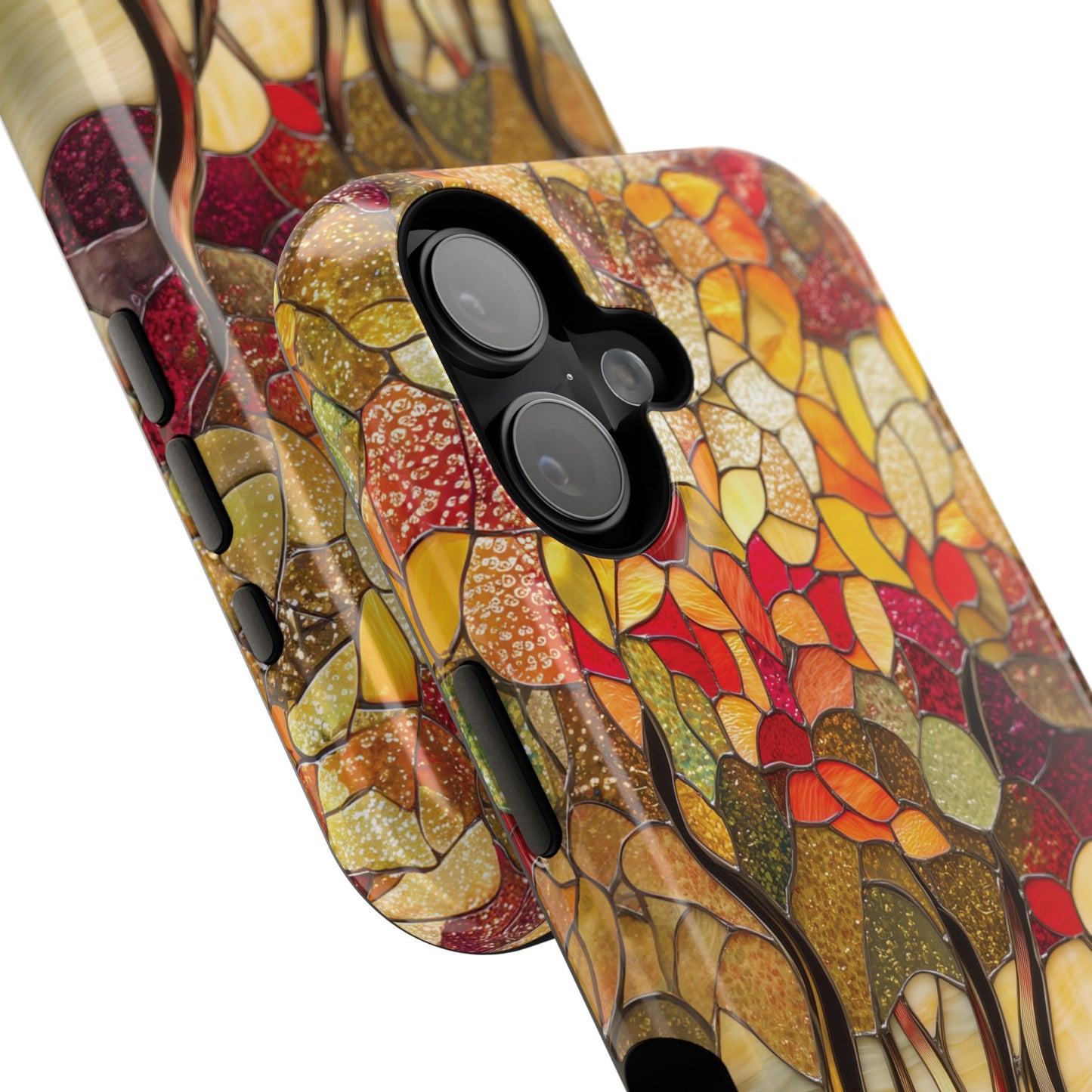 Autumn Forest Stained Glass Design iPhone Case
