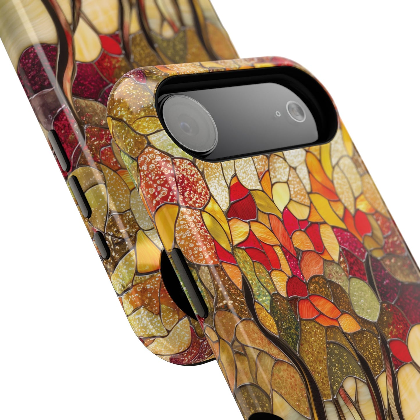 Autumn Forest Stained Glass Design iPhone Case