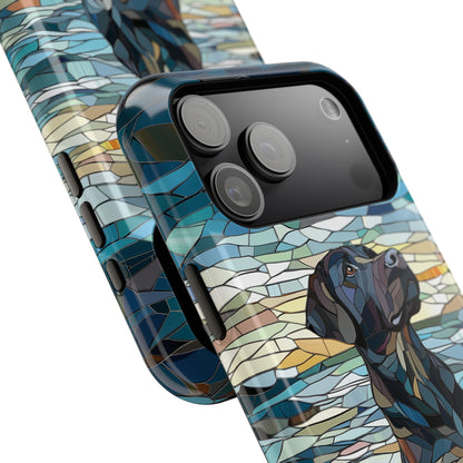 Black English Labrador Stained Glass Design Print iPhone Case
