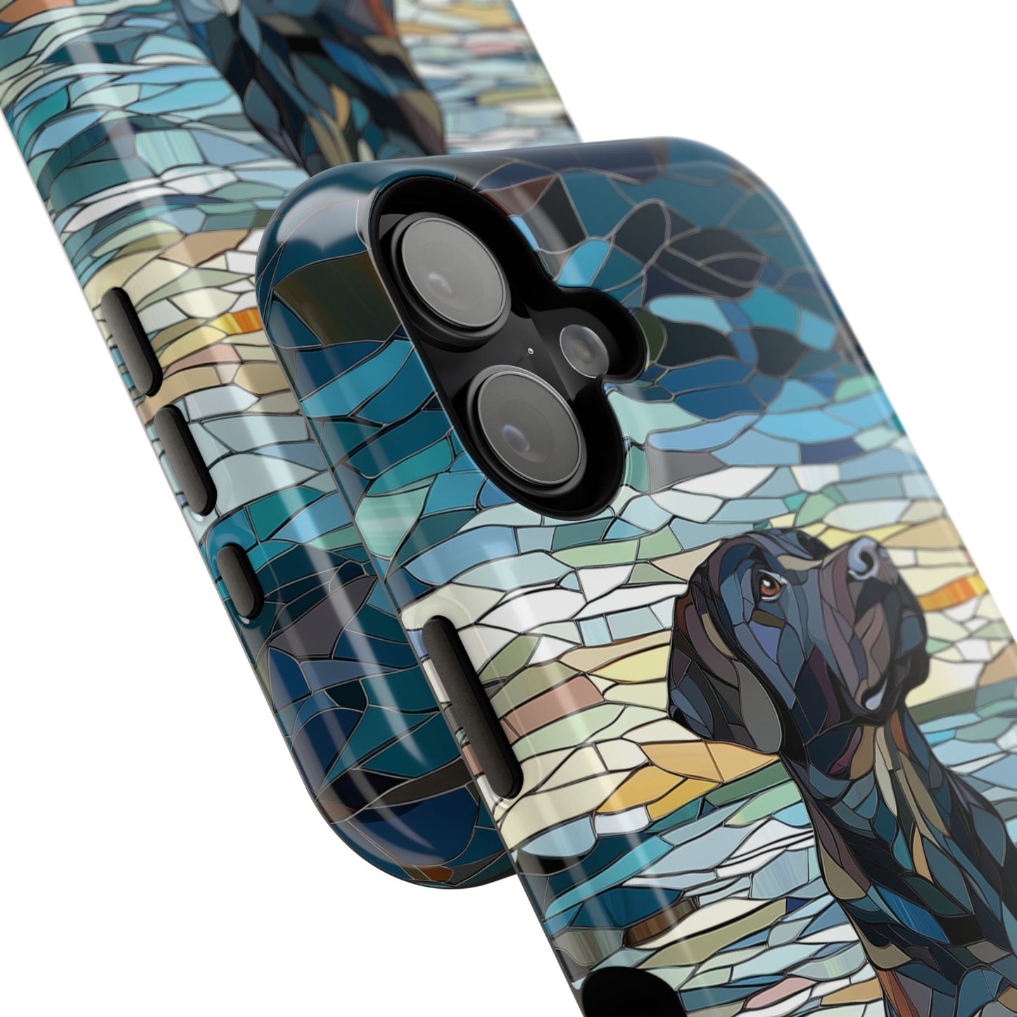 Black English Labrador Stained Glass Design Print iPhone Case