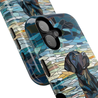 Black English Labrador Stained Glass Design Print iPhone Case