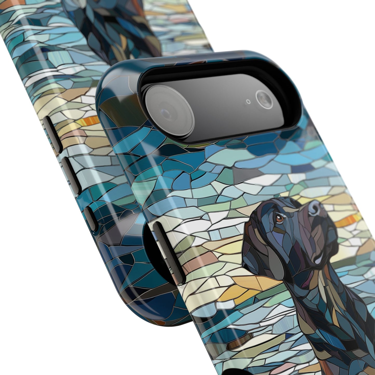 Black English Labrador Stained Glass Design Print iPhone Case