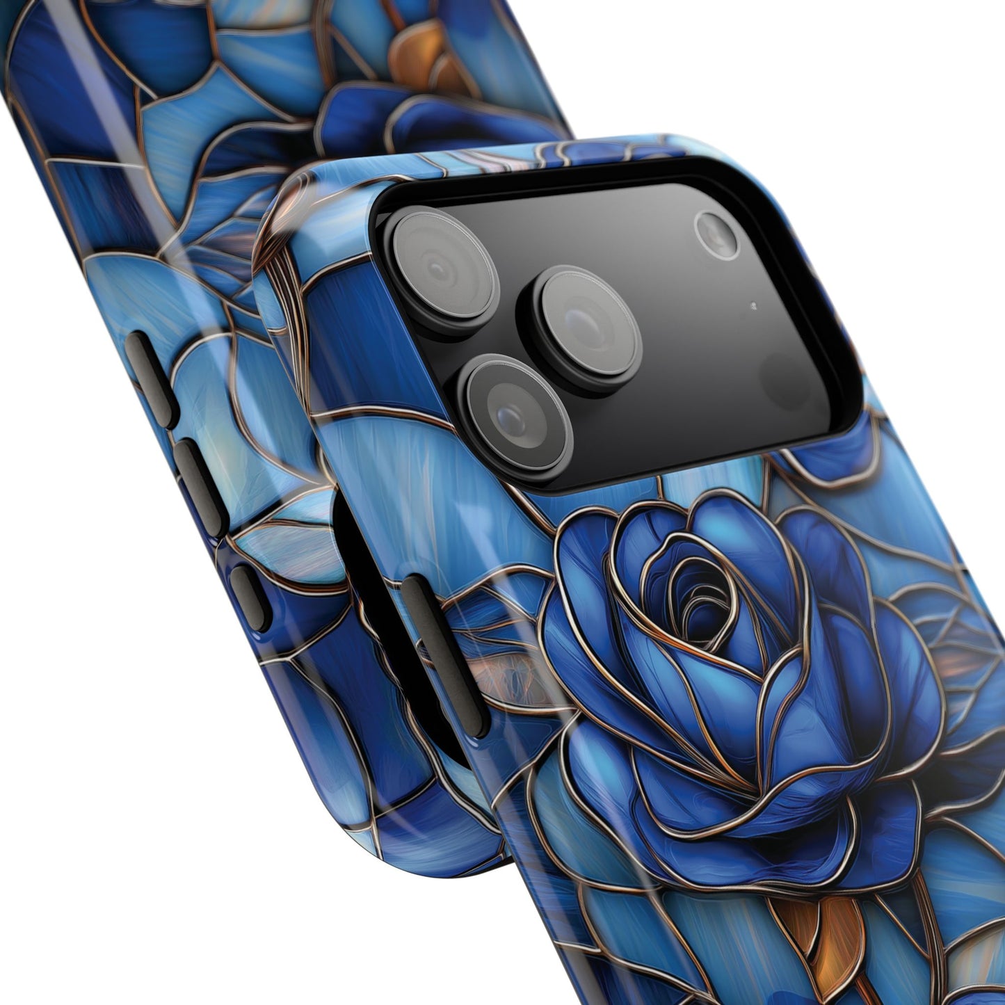 Blue Roses Stained Glass Design iPhone Case