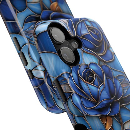 Blue Roses Stained Glass Design iPhone Case