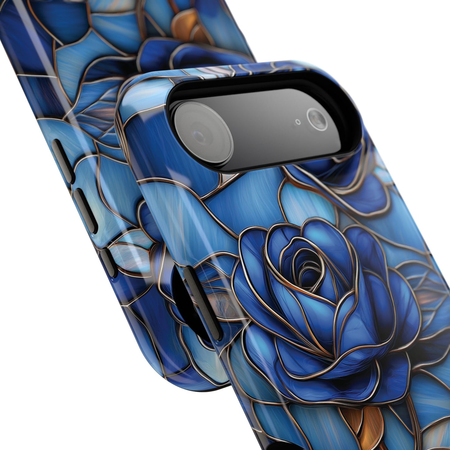Blue Roses Stained Glass Design iPhone Case
