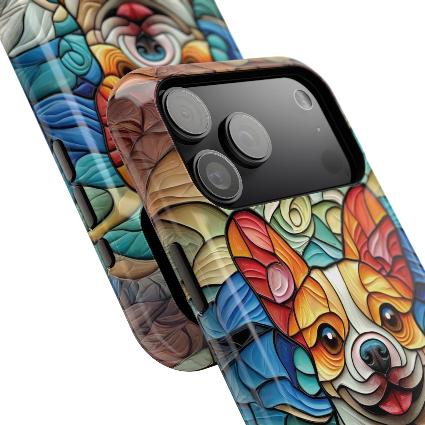 Colourful Corgi Stained Glass Design iPhone Case