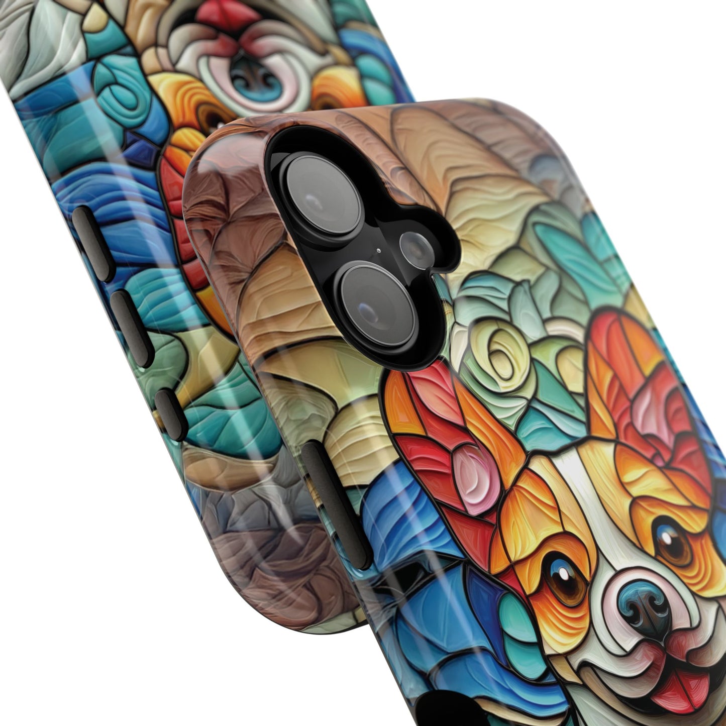 Colourful Corgi Stained Glass Design iPhone Case