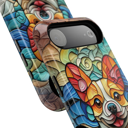 Colourful Corgi Stained Glass Design iPhone Case