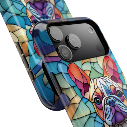 Colourful Frenchie Stained Glass Design iPhone Case