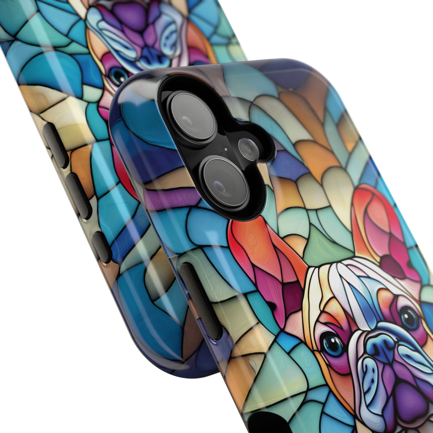 Colourful Frenchie Stained Glass Design iPhone Case