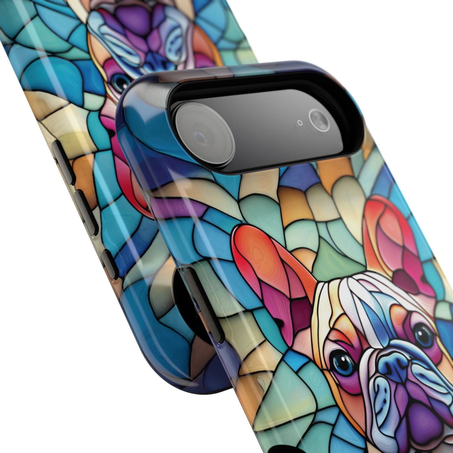 Colourful Frenchie Stained Glass Design iPhone Case
