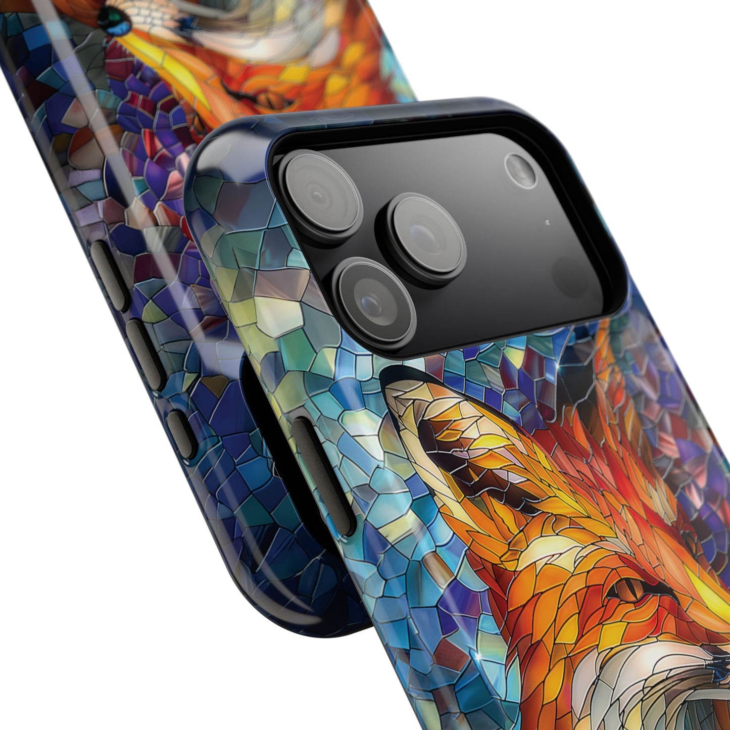 Orange Fox Stained Glass Design iPhone Case