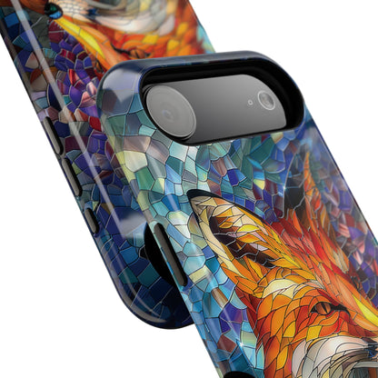 Orange Fox Stained Glass Design iPhone Case