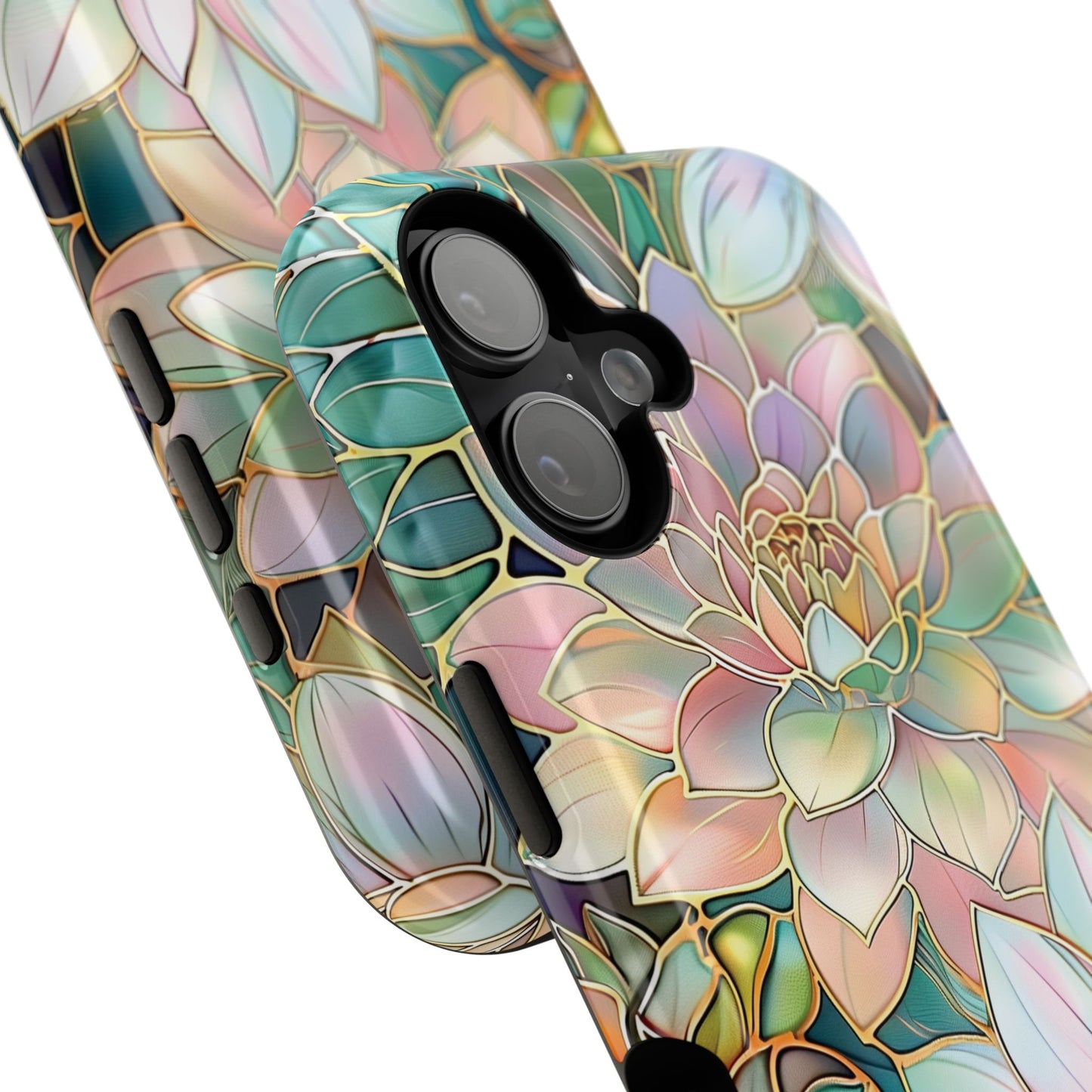 Pastel Dahlia Flowers Stained Glass Design iPhone Case